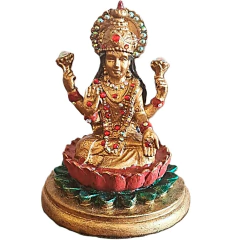 Adquira a Estátua Lakshmi em resina com detalhes vibrantes. Uma peça única e artesanal que traz beleza e espiritualidade ao seu lar. Compre agora!