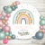 Banner imprimible arcoiris boho flores pastel amarillo cumpleaños