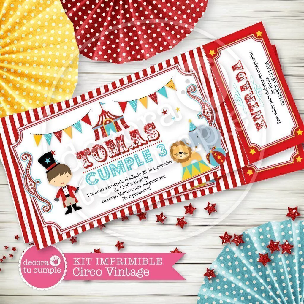 Kit Imprimible Circo Vintage Rojo