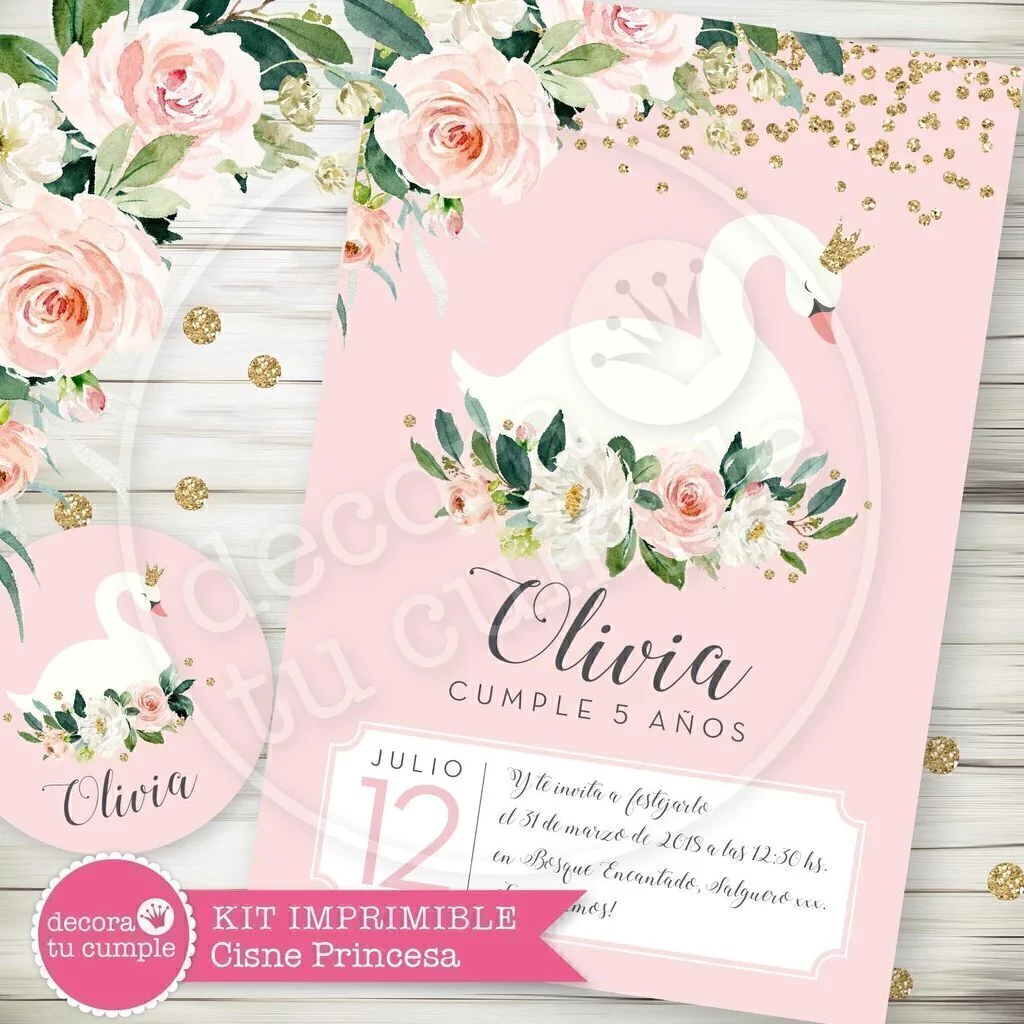 Kit imprimible cisne princesa