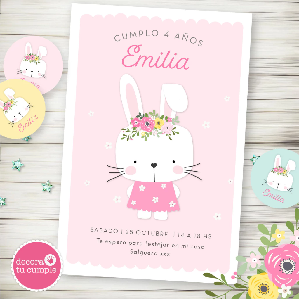 Kit Imprimible conejita pastel 1