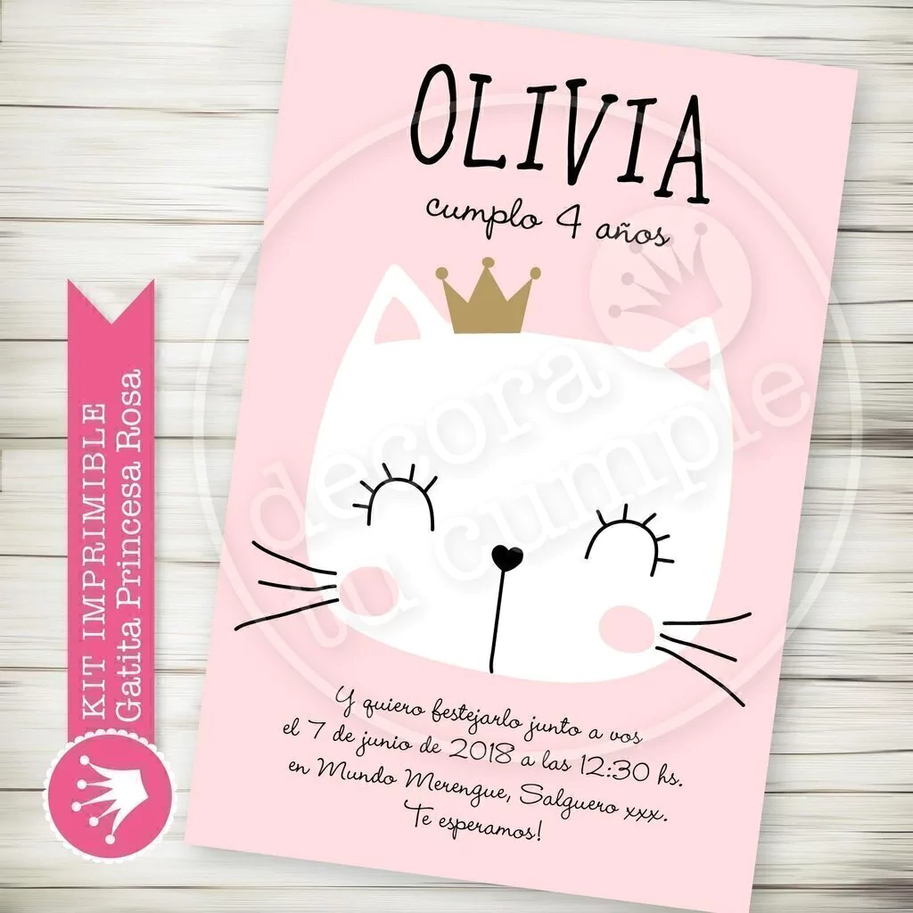 Kit imprimible Gatita Princesa