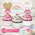 Kit imprimible personalizado cumpleaños fiesta arcoiris pastel glitter lluvia corazones amor candybar baby shower