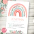 Kit imprimible arcoiris boho nórdico flores rosa salmón invitacion digital rainbow boho party printable