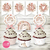 Kit imprimible capybara carpincho arcoiris rosa con flores boho acuarela cumpleaños baby shower bautismo tarjeta invitacion digital papeles digitales