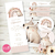 Kit imprimible capybara carpincho arcoiris rosa con flores boho acuarela cumpleaños baby shower bautismo tarjeta invitacion digital papeles digitales adorno torta, cake topper
