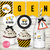 Kit Imprimible Digital de Construcción, con ilustraciones de máquinas de construcción en colores amarillo y negro. Cumpleaños tarjeta invitacion digital camiones construccion excavadora grua