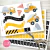 Kit imprimible obra en construcción. Invitación de cumpleaños digital temática de construcción para niños, con ilustraciones de maquinaria y decoraciones coloridas, lista para imprimir. Tarjeta digital máquinas construcción obra cake topper adorno torta g