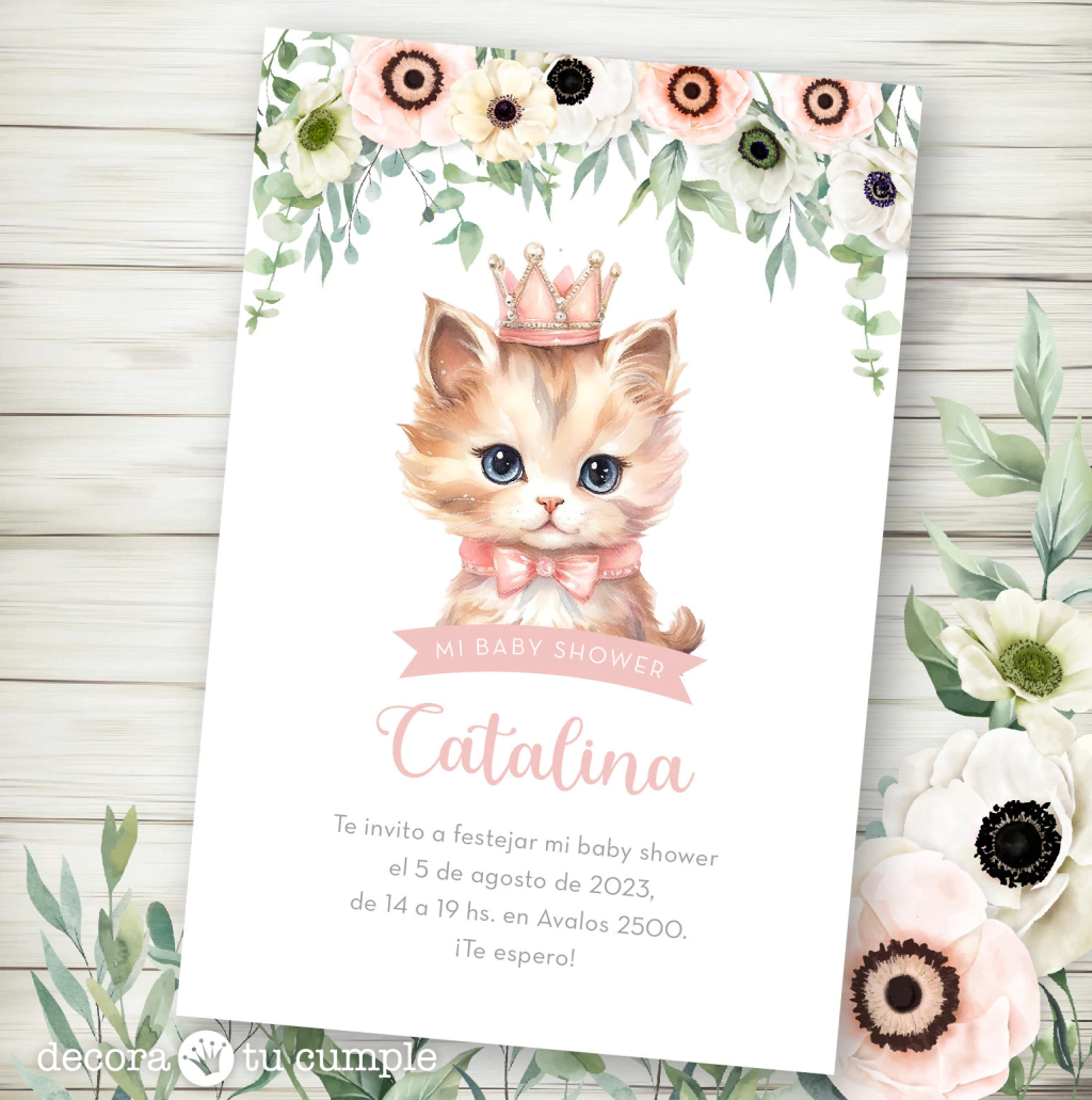 Kit Imprimible gatita princesa acuarela 01