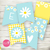 Kit imprimible flores margaritas celeste invitacion digital cumpleaños bautismo comunion daisies party printable imprimible