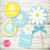 Kit imprimible flores margaritas celeste invitacion digital cumpleaños bautismo comunion daisies party printable imprimible