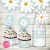Kit imprimible flores margaritas celeste vintage cumpleaños baby shower bautismo tarjeta invitacion digital cake topper daisies