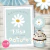Kit imprimible flores margaritas celeste vintage cumpleaños baby shower bautismo tarjeta invitacion digital cake topper daisies