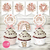 Kit imprimible osita arcoiris boho flores acuarela neutros invitacion digital cake topper 