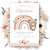 Kit imprimible osita arcoiris boho flores acuarela neutros invitacion digital cake topper 