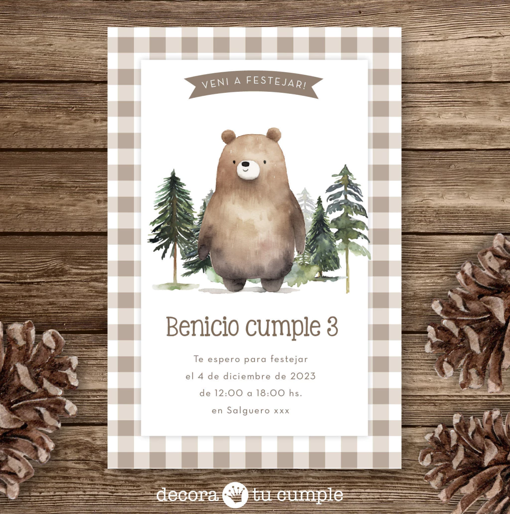 Kit imprimible osito bosque acuarela
