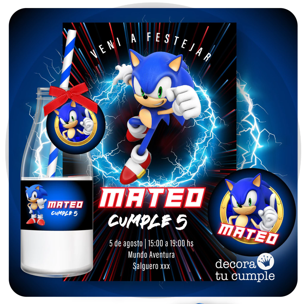kit imprimible Sonic cumpleaños