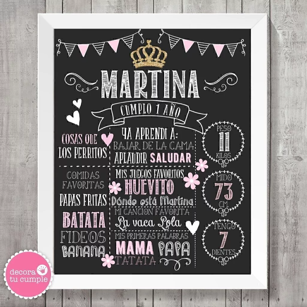 Lámina pizarra imprimible personalizada corona princesa