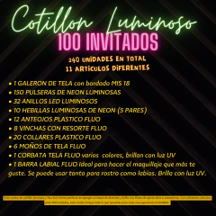 Combo Cotillon Para Cumpleaños 18 Años Luminoso 100 invitados LU163 - comprar online