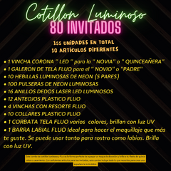 Kit Combo Cotillón Luminoso Led Neon Y Fluo 80 Personas LU018 en internet