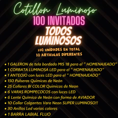 Kit Cotillon Para Cumpleaños 18 Años Luminoso 100 invitados LU015 - comprar online