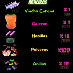 Kit Combo Cotillón Luminoso Led Neon Y Fluo 80 Personas LU018 en internet