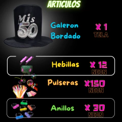 Kit Cotillon Para Cumpleaños 50 Años Luminoso 100 invitados LU166 - tienda online