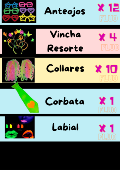 Combo Cotillón Luminoso Led Neon Y Fluo 50 Personas LU010 - Cotillon 10Tra