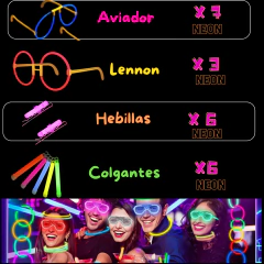 Combo Cotillon 100% Luz Super Neon 100 Artículos 50 Personas LU142 - tienda online