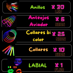 Kit Cotillon Para Cumpleaños 18 Años Luminoso 100 invitados LU015 - Cotillon 10Tra