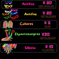 Combo Cotillón Luminoso Led Neon Y Fluo 100 Personas CARI037 - tienda online