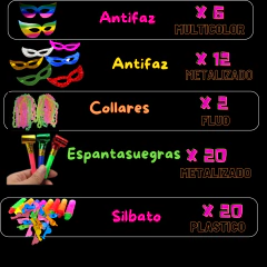 Combo Cotillón Luminoso Led Neon Y Fluo 50 Personas LU003 - Cotillon 10Tra
