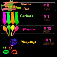 Imagen de Combo Cotillón Luminoso Led Neon Y Fluo 100 Personas CARI037