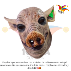 DISFRAZ CERDO ASESINO MASCARA + DELANTAL + CUCHILLA + SANGRE Halloween Cosplay Disfraz - tienda online