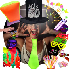 Kit Cotillon Para Cumpleaños 50 Años Luminoso 100 invitados LU166 - comprar online