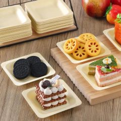 Plato Cuadrado Madera Biodegradable 21 Cm Combo X 12 Unid - comprar online