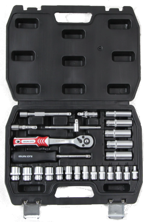 JUEGO SET DE TUBOS CON CRIQUE BLACK PANTHER ENC. 1/4" 25 PIEZAS