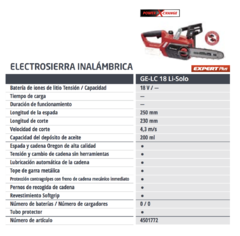 MOTOSIERRA A BATERIA EINHELL GE-LC 18/25 LI SOLO en internet