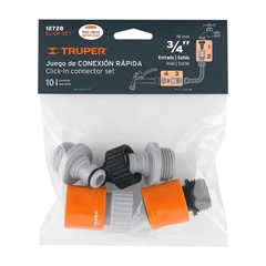 Juego de 5 pz 3/4" rápidos de ABS, Sistema Click 12728