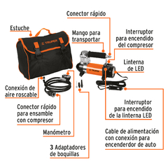 Compresor de aire Truper 12 V portátil 19999 - comprar online