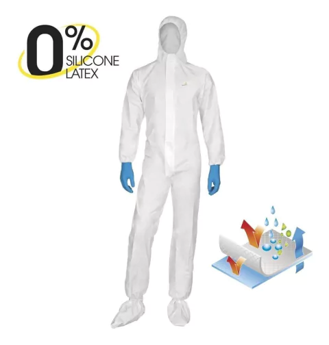 Mameluco Con Capucha Deltaplus Descartable Color blanco