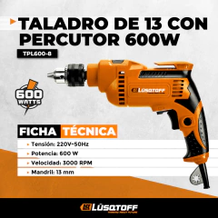 TALADRO PERCUTOR LUSQTOFF TPL600-8 13MM 600W - comprar online