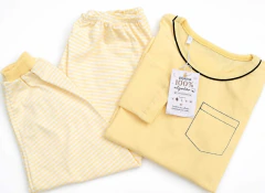 Pijama camisa manga longa e calça- Amarela listras - comprar online
