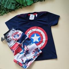 Conjunto personagem- Capitão América - azul marinho - comprar online