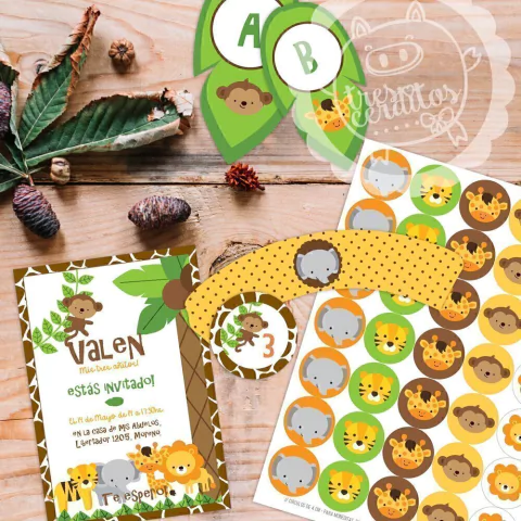 KIT IMPRIMIBLE ANIMALES SELVA