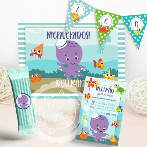 KIT IMPRIMIBLE ANIMALITOS DEL MAR