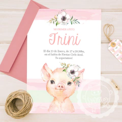 Kit imprimible cerdita romántica