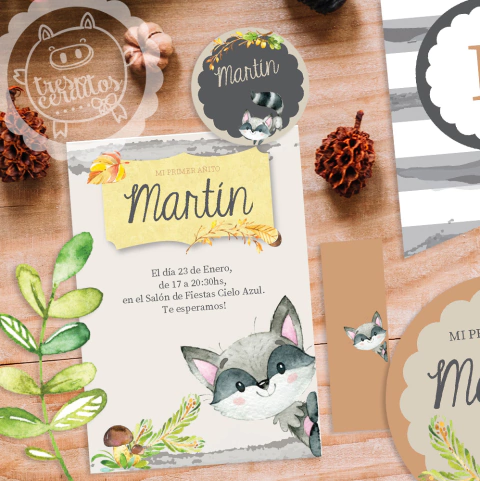 Kit imprimible mapache bosque