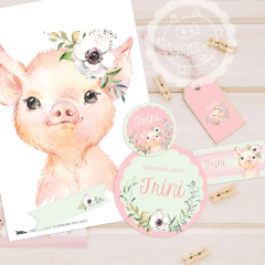 Kit imprimible cerdita romántica - comprar online