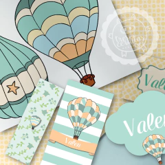 Kit imprimible Globo Aerostático celeste - comprar online
